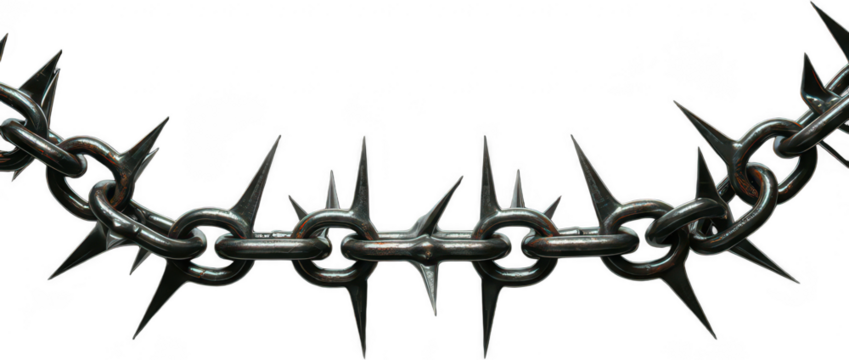 Spiked Metal Chain on Transparent Background for Dark Designs
