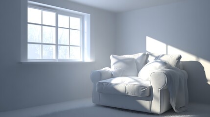White Towel Flowing in Mid Air in Bright Room