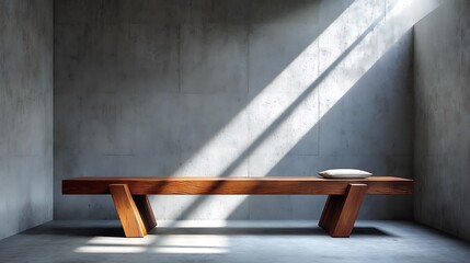 Wooden Platform on Textured Concrete Background with Dramatic Lighting