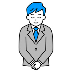 お辞儀をするスーツの男性