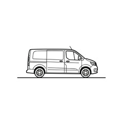 Modern Cargo Van Silhouette - Line Art Illustration of Commercial Vehicle