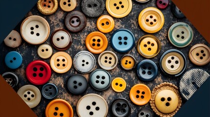 Fototapeta premium Colorful Vintage Sewing Buttons Texture Background
