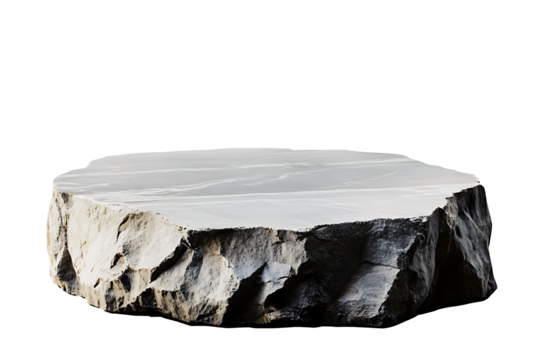 Round stone podium for product display, cut out. Isolated on a transparent background.
 - Powered by Adobe