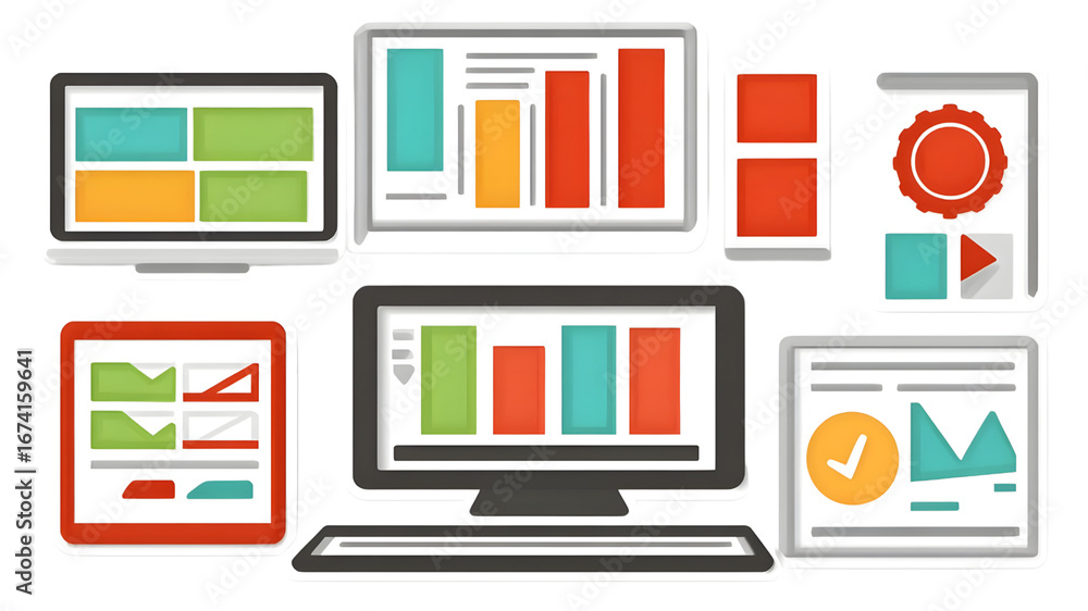 Poster data analysis presentation tools office space digital graphics modern environment aerial view