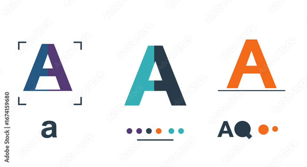 Poster modern letter a design in flat style with color variations and shapes