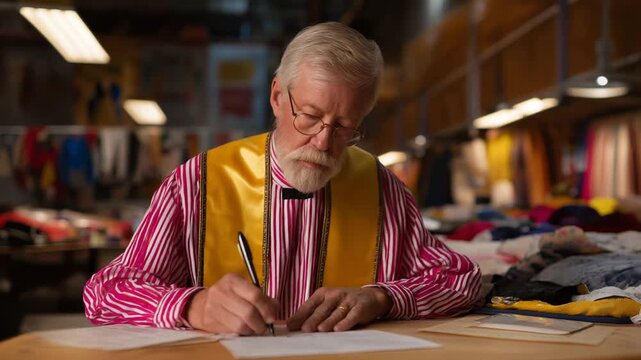 A dedicated deacon orchestrates a charity event in a church hall, showcasing donated items and sign-up sheets in a high-quality, detailed photo.