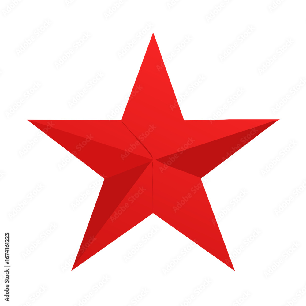 Poster red five pointed star isolated on transparent background