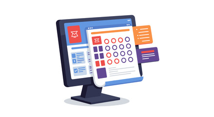 Modern isometric interface design for email and task management on dual screens