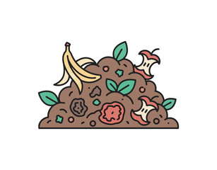 Compost RGB color icon. Mixed fertilizer. Recycled waste, scraps. Decomposing food waste. Organic plant supplement.