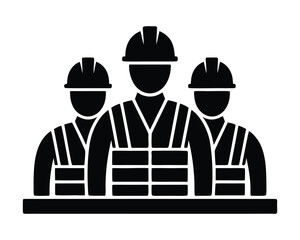 Construction Workers Team Icon - Safety and Industrial Labor Force
