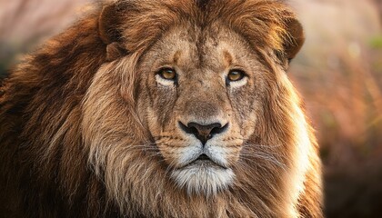 Fototapeta premium majestic fluffy lion close up high fidelity digital rendering in artistic environment