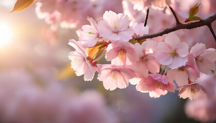 Obraz premium pink sakura blossoms dance in gentle spring zephyrs evoking hanami festivities and serene botanical whispers of renewal