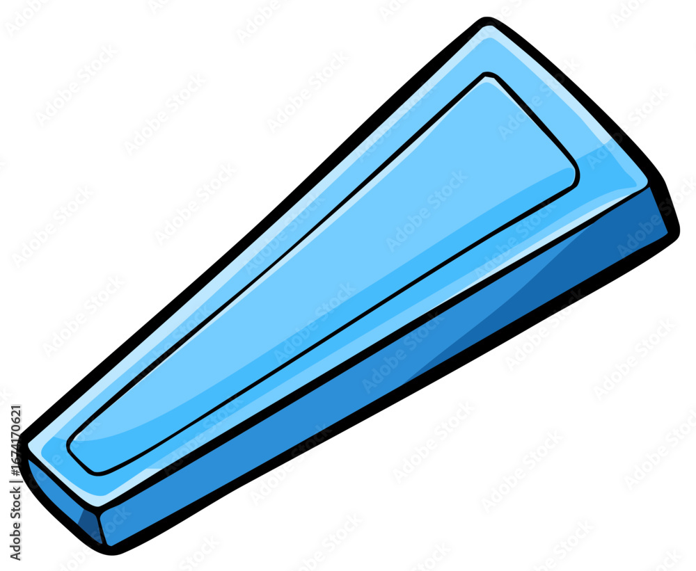 Poster stylized blue rectangular object with a groove down the center isolated on white
