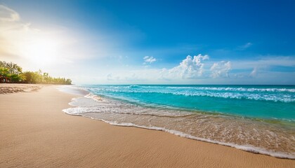 Obraz premium sandy beach beaches evoke a sense of relaxation and tranquility perfect for backgrounds or promotional materials for beach resorts or vacation destinations