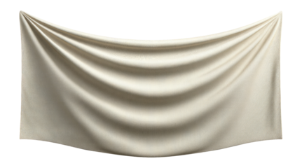 Elegant Cream Fabric Drapery on Transparent Background for Design