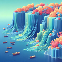 "Dreamlike Seaside Tapestry at Sunrise"