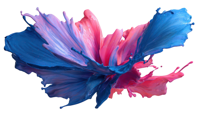 Abstract paint splash in vibrant pinks and blues