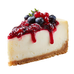 Berry Cheesecake Slice, isolated on transparent background