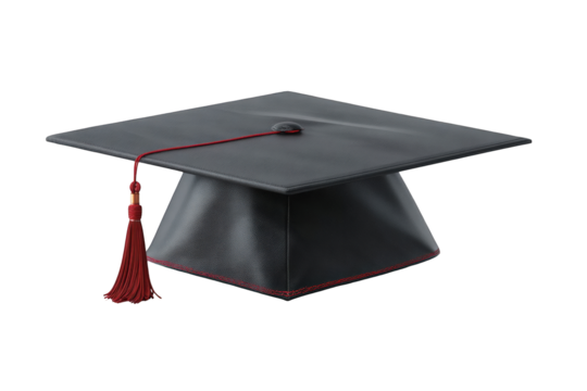 3D rendering of a graduation cap.  Square, dark gray