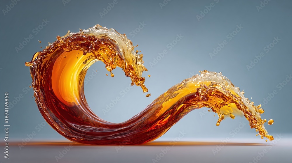Aufkleber liquid wave: a dynamic wave of amber liquid crests in a mesmerizing display of motion and viscosity,