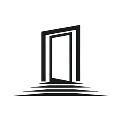 Black abstract doorway with steps and light entrance exit