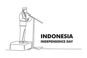 Indonesia Independence day concept. Single line draw design. Vector graphic illustration