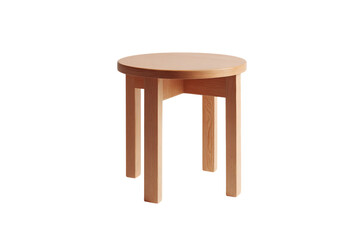 Fototapeta premium a small, round wooden table with four legs, a simple design, and an isolated on a transparent background in PNG format.