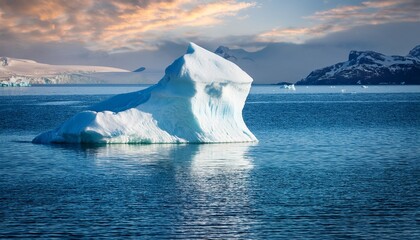 glacial iceberg floats on tranquil water
