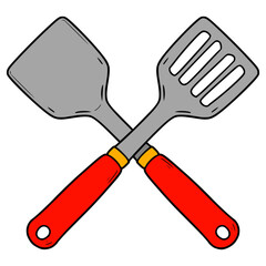 cross spatula illustration hand drawn isolated vector