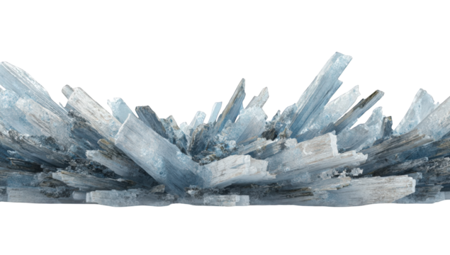 Icy crystalline cluster, panoramic view