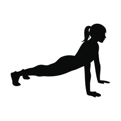 Silhouette of Woman in Plank Pose – Yoga Strength and Core Training