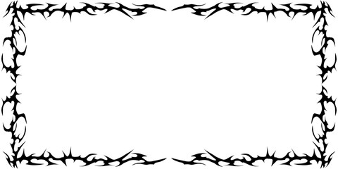Tribal frame Y2K vector asset neo tattoo in black and white background