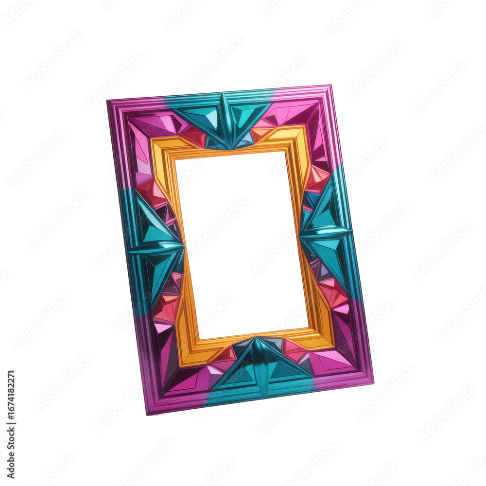 Poster vibrant multicolored photo frame with ornate raised texture for displaying cherished memories and ad