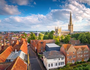 panoramic view of norwich medieval heritage skyline with historic buildings churches and castle norwich