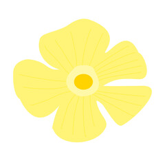 Minimal yellow flower with five petals  flat vector