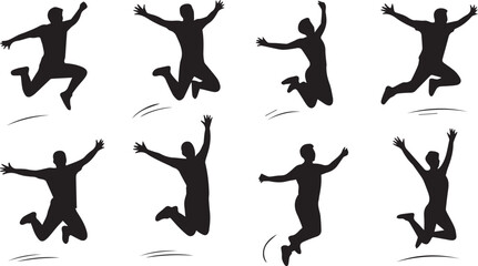 Obraz premium jumping silhouette vector set on white background