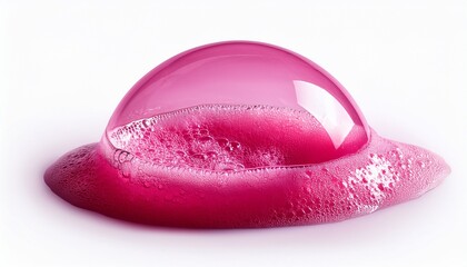 realistic pink soap bubble isolated on white background pink liquid