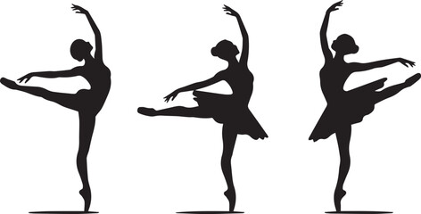 Dancing silhouette vector set on white background