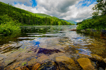 Parc National de la Jacques-cartier in Quebec Province near Quebec City, river and mountains view