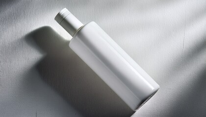 Fototapeta premium square white bottle on textured white background with shadow