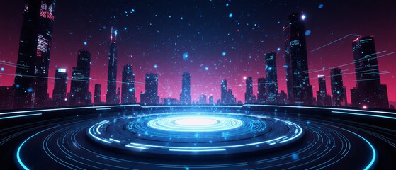 futuristic cyberpunk podium for product display in virtual space | product display, technology, cyberpunk, virtual, futuristic theme