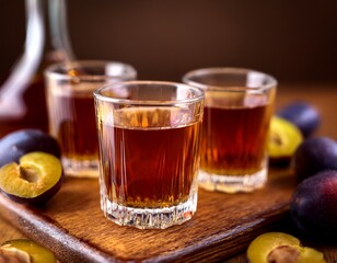 plum brandy slivovitz shots homemade fruit alcohol drink traditional slavic beverage strong liquor recipe