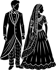 Elegant Bride and Groom Silhouette