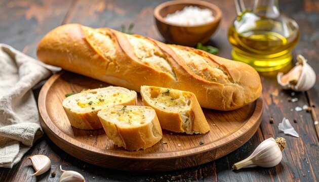 Baguette with Olive Oil and Garlic