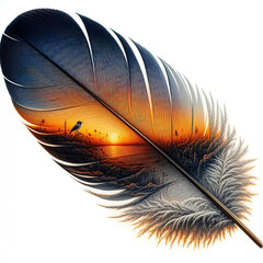 "Miniature Sunrise World Within a Feather"

