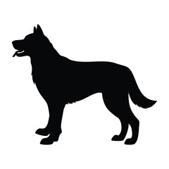 Black silhouette of a german shepherd dog standing profile