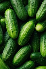 Fresh Green Cucumbers Pile