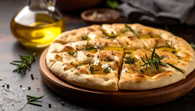 Flatbread with Fresh Herbs and Olive Oil_Soft, warm flatbread drizzled with olive oil 