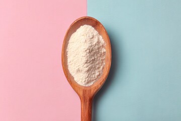 Collagen Supplement Spoon on Pastel Background