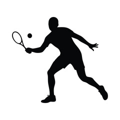 Silhouette of a tennis player hitting a forehand shot